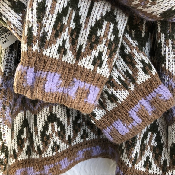 Anthropologie Fabiana Alpaca Wool Blend Fair Isle Knit Cropped Length Sweater - Picture 10 of 14